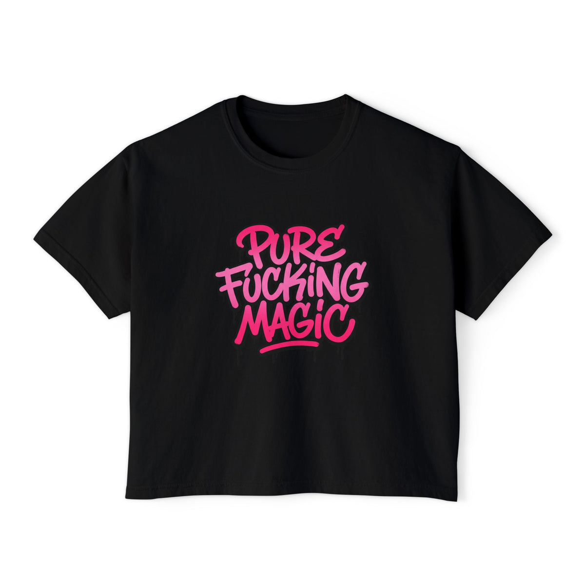Boxy Tee — "Pure Fucking Magic" Pink Graffiti Graphic