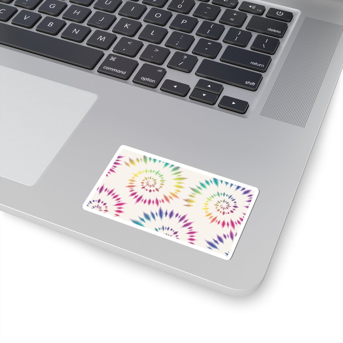 Tie-Dye Spiral Kiss-Cut Sticker — Colorful Rainbow Swirl Laptop Decal