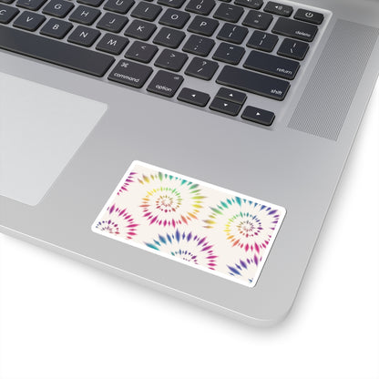 Tie-Dye Spiral Kiss-Cut Sticker — Colorful Rainbow Swirl Laptop Decal