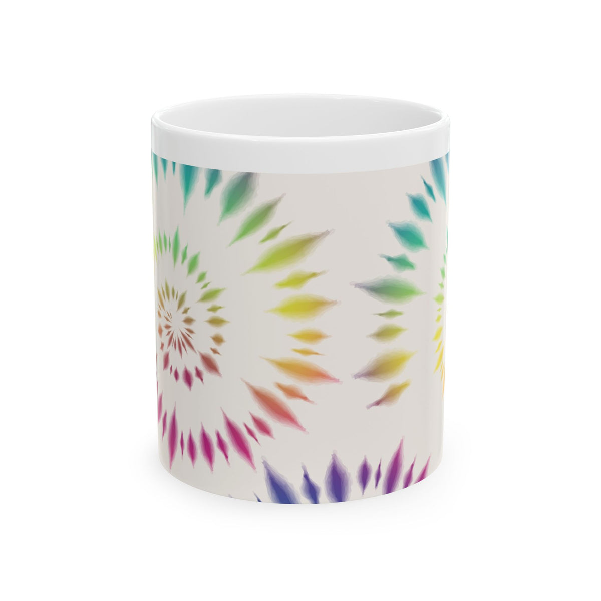 Tie-Dye Spiral Ceramic Mug — Colorful Rainbow Swirl Coffee Cup (11oz & 15oz)