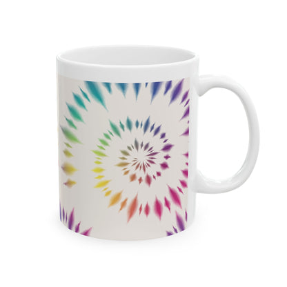 Tie-Dye Spiral Ceramic Mug — Colorful Rainbow Swirl Coffee Cup (11oz & 15oz)