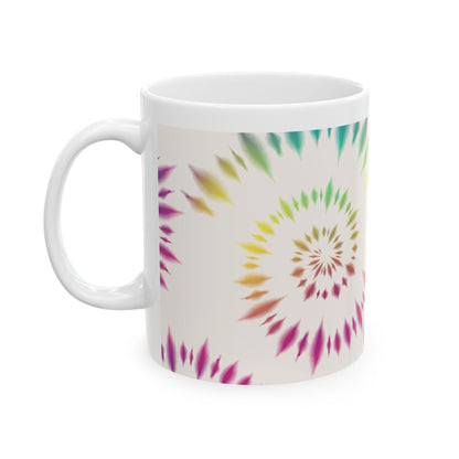 Tie-Dye Spiral Ceramic Mug — Colorful Rainbow Swirl Coffee Cup (11oz & 15oz)