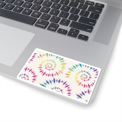Tie-Dye Spiral Kiss-Cut Sticker — Colorful Rainbow Swirl Laptop Decal