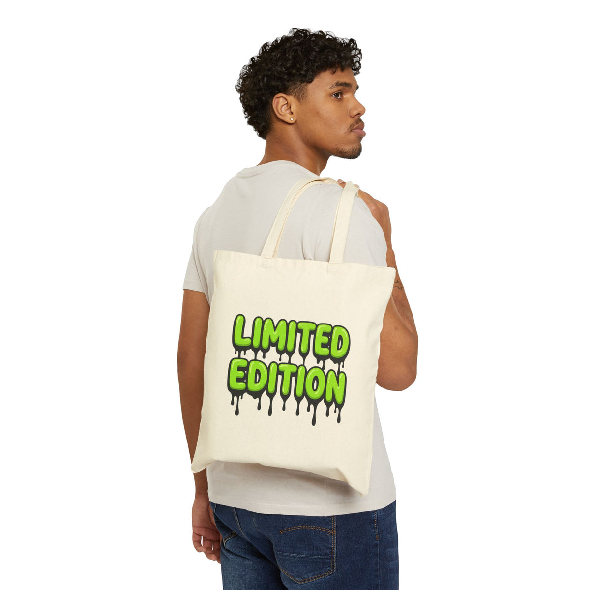 Tote Bag — "Limited Edition" Green Drip Canvas Tote